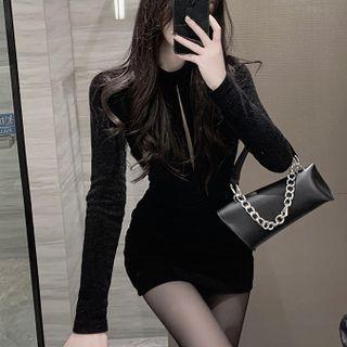Glitter Cutout-front Mini Dress