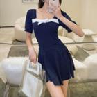 Short-sleeve Bow Swim Dress