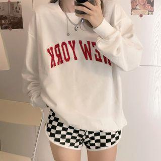 Long-sleeve Lettering Embroidered Sweatshirt