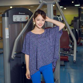 Melange Elbow Sleeve Sports T-shirt