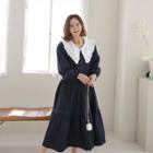 Puritan-collar Tiered Long Dress