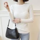 Colored Slim-fit Ribbed Knit Top