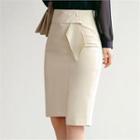 Tall Size Ruffle-trim Pencil Skirt