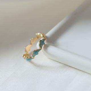 Dolphin Ring Gold & Light Blue - One Size