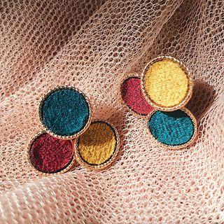 Fabric Disc Earring 182 - As Shown In Figure - One Size