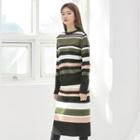 Band-waist Striped Knit Skirt