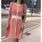 Short Sleeve Plaid A-line Dress