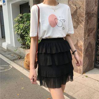Tiered Mini Chiffon Skirt