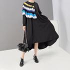 Black Round-neck Long-sleeve Dress