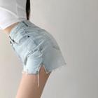 Distressed Side-slit Denim Hot Shorts
