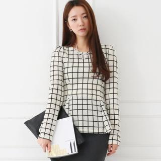 Peplum Check Top