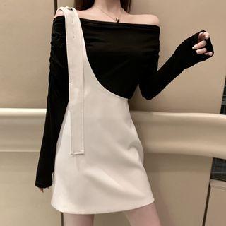 Set :off-shoulder Top + Suspender Skirt