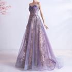Mesh Trained A-line Wedding Gown