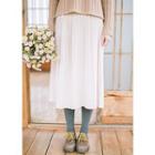 Pleated A-line Plain Maxi Skirt