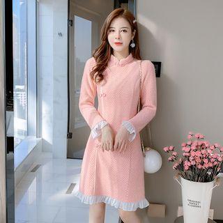 Long-sleeve Ruffled Qipao Dress
