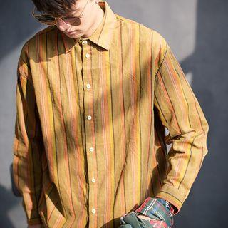 Pinstripe Corduroy Long-sleeve Shirt
