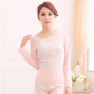 Lace Trim Loungewear Top