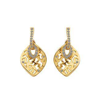 Fashion Simple Plated Gold Hollow Water Drop Shaped Cubic Zircon Earrings Golden - One Size