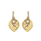 Fashion Simple Plated Gold Hollow Water Drop Shaped Cubic Zircon Earrings Golden - One Size