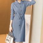 Plain Slim Fit Elastic Waist Midi Knit Dress