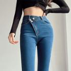 Wrapped High-waist Skinny Jeans