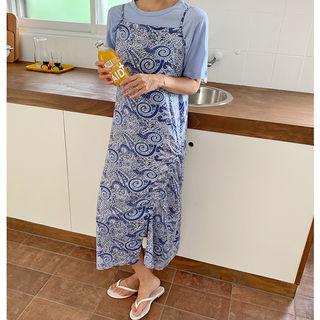 Spaghetti-strap Paisley Long Dress