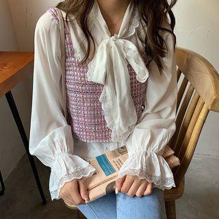 Set : Lace-up Shirt + Tank Top