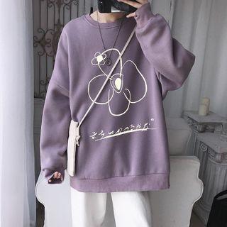 Reflective Floral Long-sleeve Sweatshirt