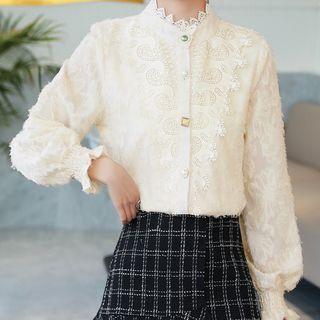 Long-sleeve Stand Collar Lace Shirt