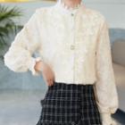 Long-sleeve Stand Collar Lace Shirt