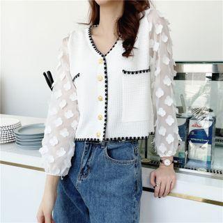 See-through Sleeve Slim-fit Cardigan