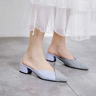 Color Block Low-heel Mules