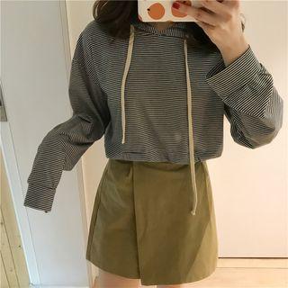 Striped Hoodie / Plain Skort