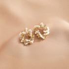 Faux Pearl Hoop Stud Earring 1 Pair - Gold - One Size