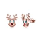 Fashion Simple Plated Rose Gold Elk Stud Earrings With Cubic Zircon Rose Gold - One Size