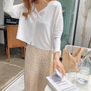 Long-sleeve Cropped Linen Top