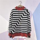 Contrast Trim Stripe Sweater