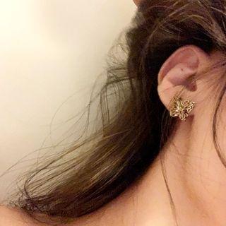 Butterfly Alloy Earrings Gold - One Size