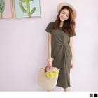 Twisted Cringed Basic Cotton T-shirt Dress
