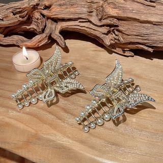 Butterfly Faux Pearl / Rhinestone Hair Clamp
