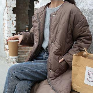 Tie Waist Quilted Padded Coat