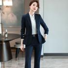 Single-breasted Blazer / Long-sleeve Shirt / Dress Pants / Skirt / Set