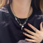 Knot Layered Alloy Necklace Silver - One Size