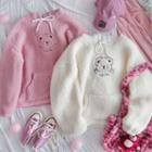 Cartoon Embroidered Fleece Hoodie
