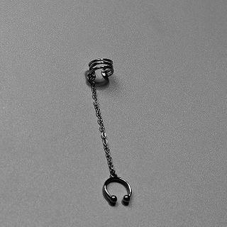 Chained Alloy Cuff Earring Single - Silver - One Size