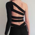 Cut-out One-shoulder Crop Top