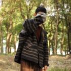 Reversible Striped Hood Coat Green - M
