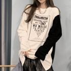 Long-sleeve Print T-shirt Black & White - One Size