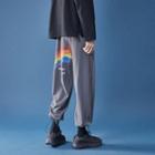 Rainbow Print Drawstring-cuff Crop Sweatpants