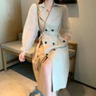 Double-breasted Mesh-panel Trench Coat